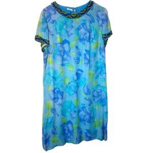Vintage Mary Sachs Beaded Sheer Overlay Floral Volup Dress READ